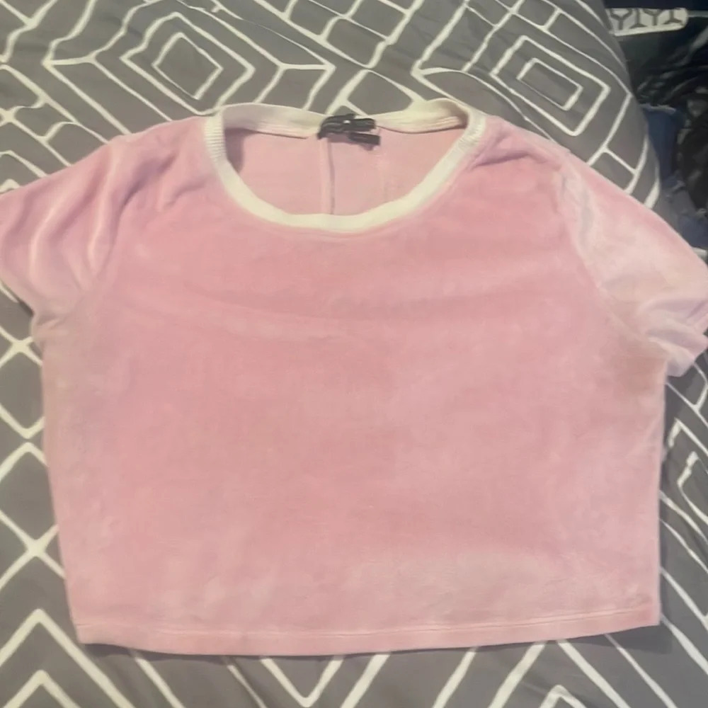 Velvet cropped tee - Pink S-NO FLAWS
